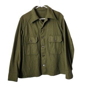VINTAGE MILITARY 50's Wool Green T USA Gov Issued cropped boxy utilitary shacket
